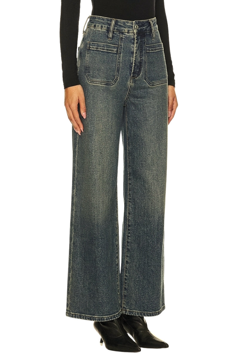 High Rise Tinted Tummy Control Palazzo Jeans in TINTED DARK view 5 - High-Waisted - High Rise Jeans Women (bottom)