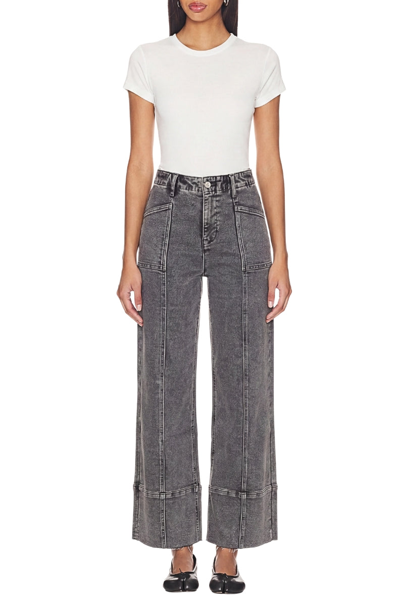 High Rise Tummy Control Grey Palazzo Jeans in LIGHT GREY view 2 - High-Waisted - High Rise Jeans Women (bottom)