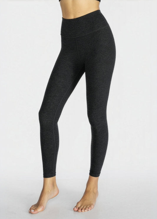 High Waisted Yoga Leggings Made in USA in CHARCOAL/HEATHER view 2 - High-Waisted - Us High Waisted Bikini (bottom)