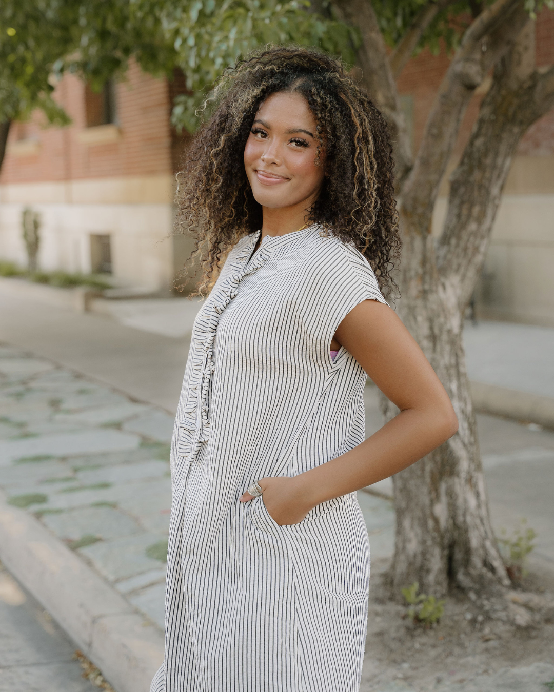 Holly Frilled Detail Half Buttons Short Sleeve Long Dress view 8 - Happy Holly Frill Dress