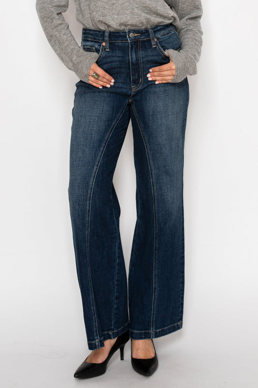 Hybrid Stretch Ripped Ultra High Rise Relaxed Flare Jeans in 3 (25) view 2 - High-Waisted - Hybrid Jeans Stretch