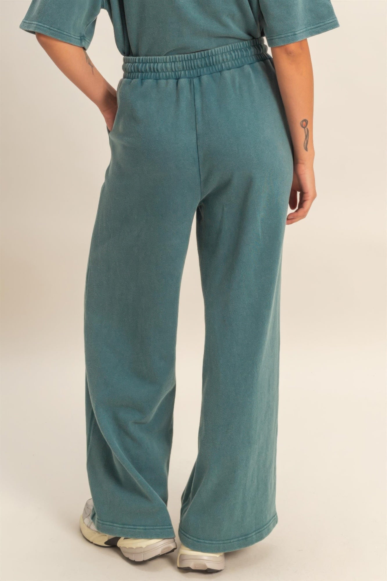 Hyfve Acid Wash French Terry Wide-leg Pants view 30 (bottom)