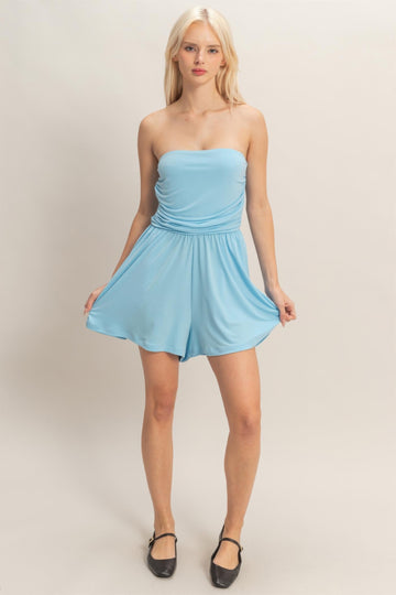 Hyfve Strapless Shirred Waist Romper - MeeeShop Women's Fashion