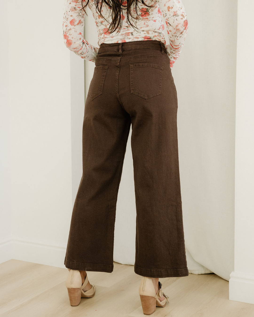 Indie & Co. Elsie Solid Color Seamed Center Wide Leg Cropped Jeans - Red Sandalwood view 8 - Sandalwood Jeans (bottom)