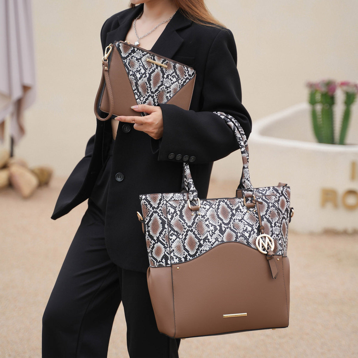 Iris Tote Bag in Taupe view 2