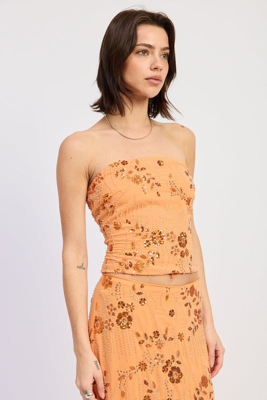 Iris Tube Top in Orange view 2 - Iris Crop Top