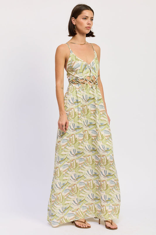 Ivara Maxi Dress in Green Multi view 2 - Ivara Dress
