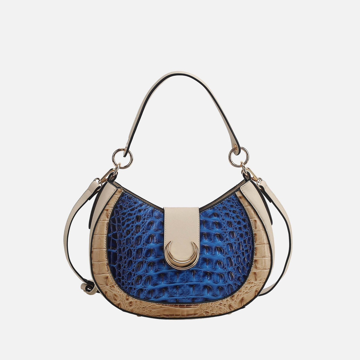 Jain Croc-embossed Shoulder Bag in Croco Navy view 5 - Peta Jain Croc Bag