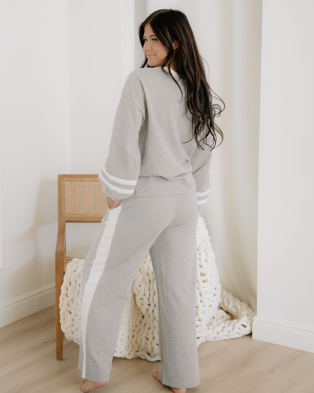 jordyn varisty long Jordyn Varisty Long Sleeve Pullover and Pants Set - Gray view 8 (bottom) - shop at us.meeeshop
