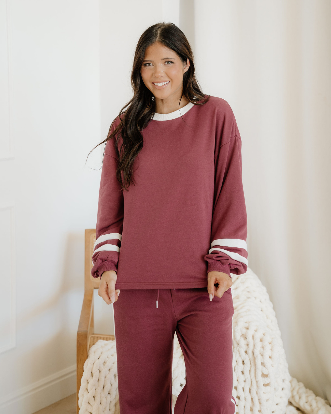 Jordyn Varsity Pullover Drawstring Wide Leg Pant Set in 2XL view 5 - Jordan Varsity Pullover Hoodie (top)