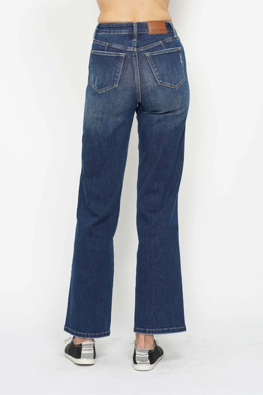 Judy Blue Full Size High Waist Tummy Control Jeans in Dark view 2 - High-Waisted (bottom)
