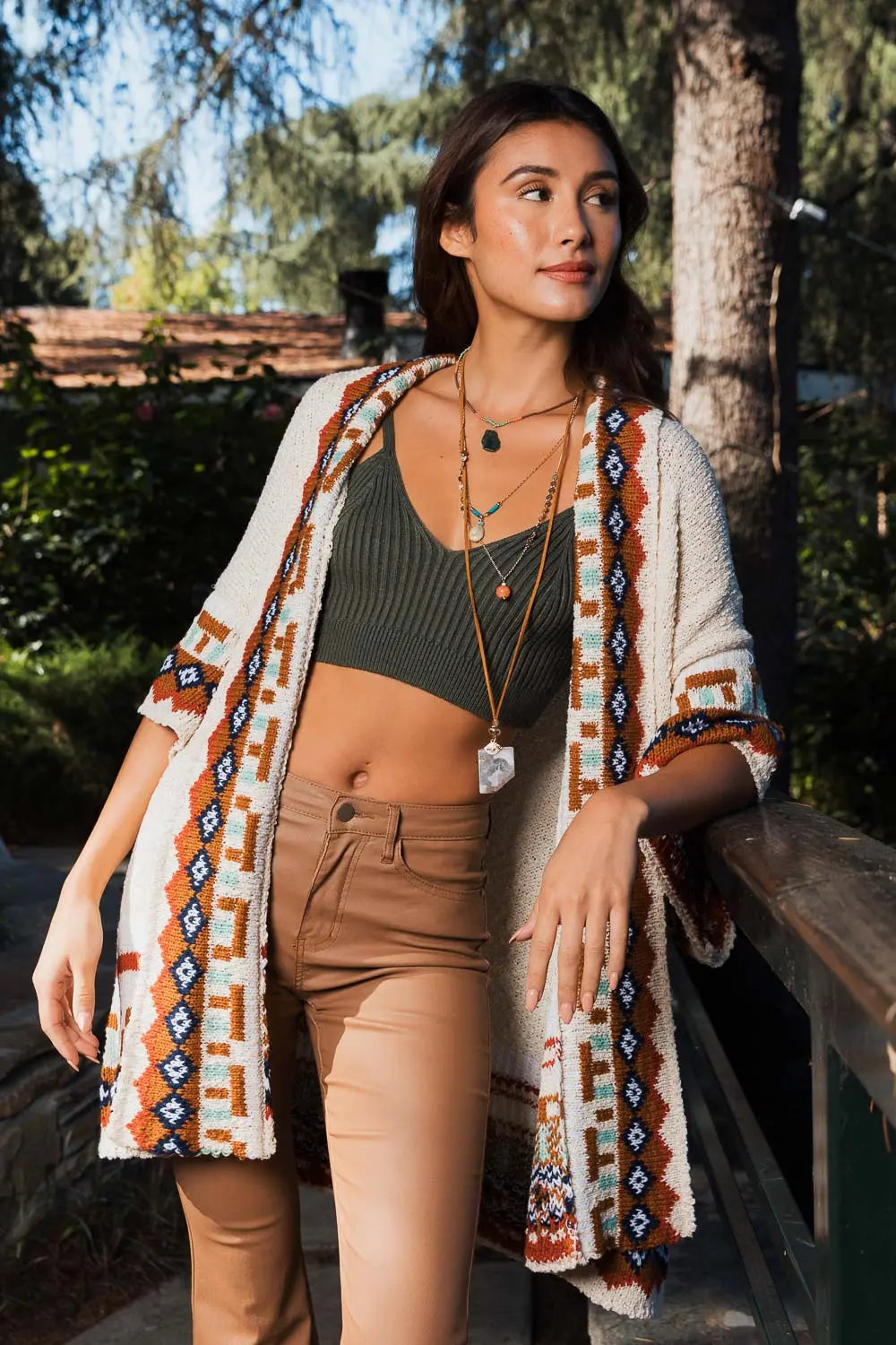 Kachina Tapestry Knit Cardigan Ruana Top - MeeeShop Women's Fashion
