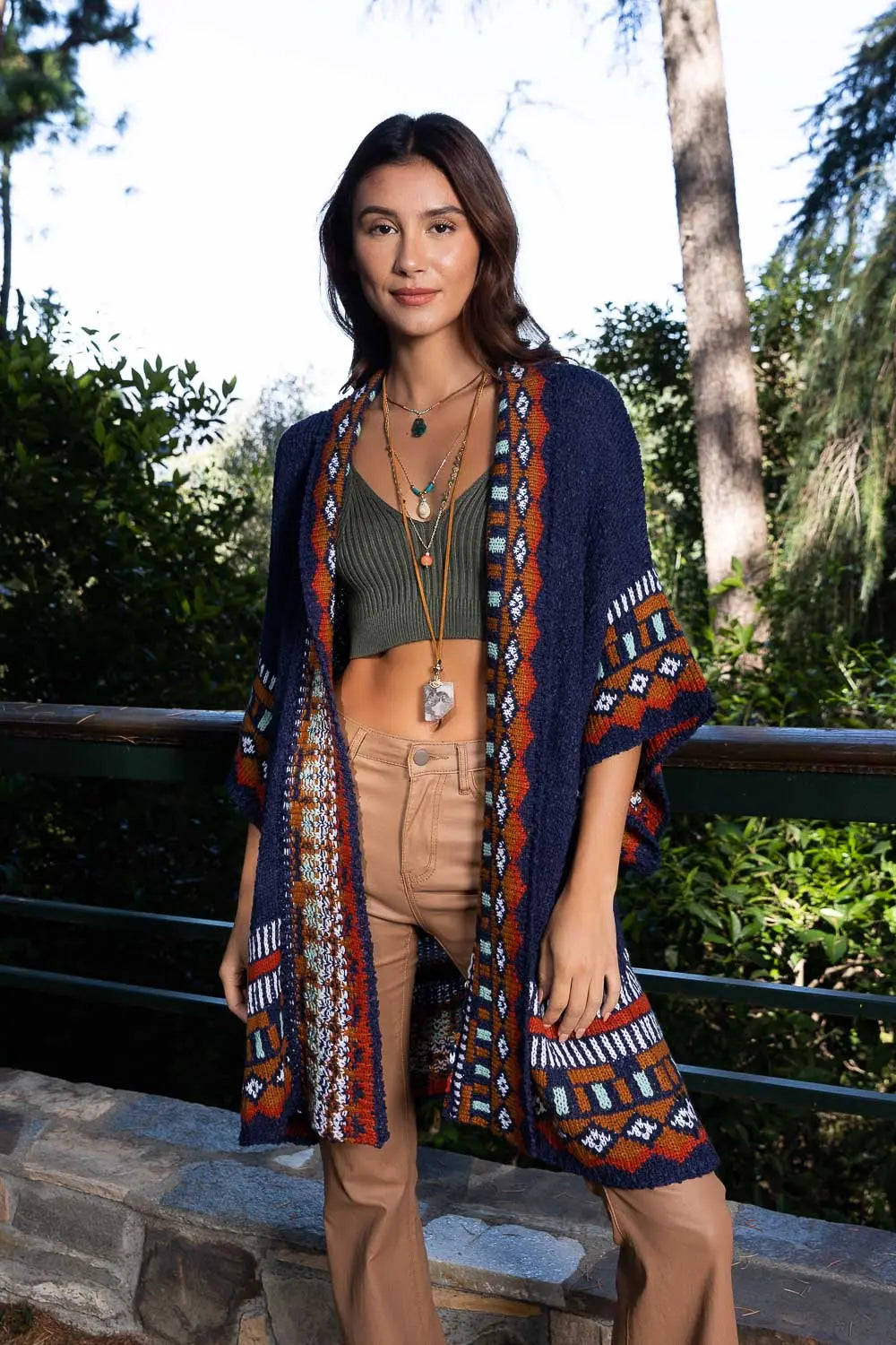 Kachina Tapestry Knit Cardigan Ruana Top - MeeeShop Women's Fashion