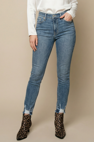Katherine High Rise Crossover Skinny Jeans in 3 (25) view 2 - High-Waisted (bottom)