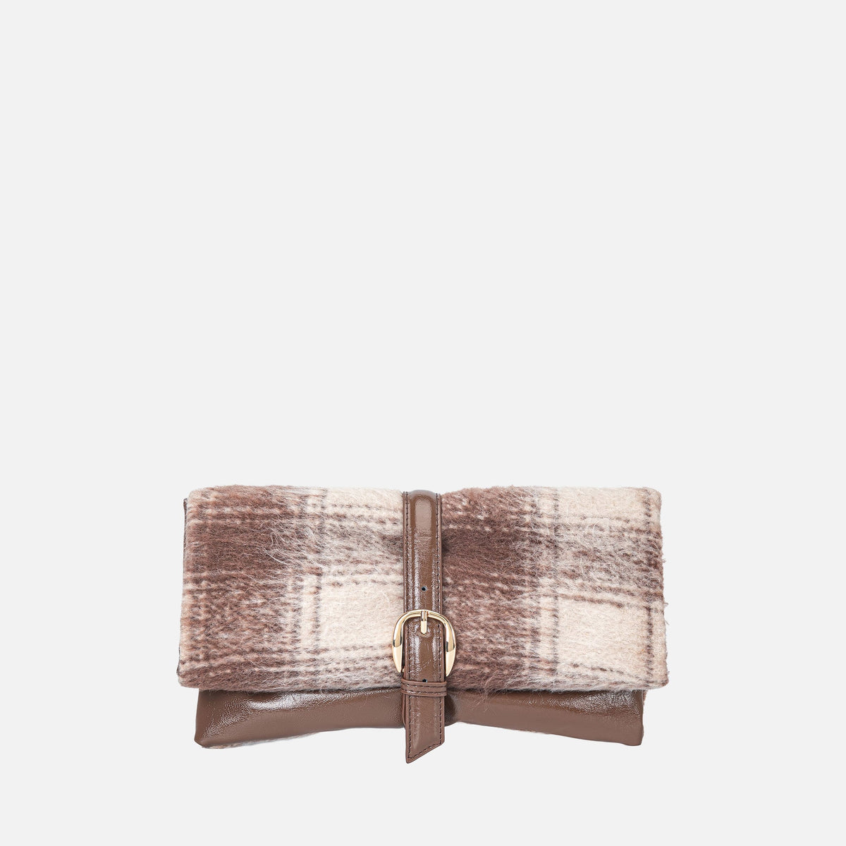 Koumei Faux Fur Clutch Bag in Chestnut Check - Koumei Fashion