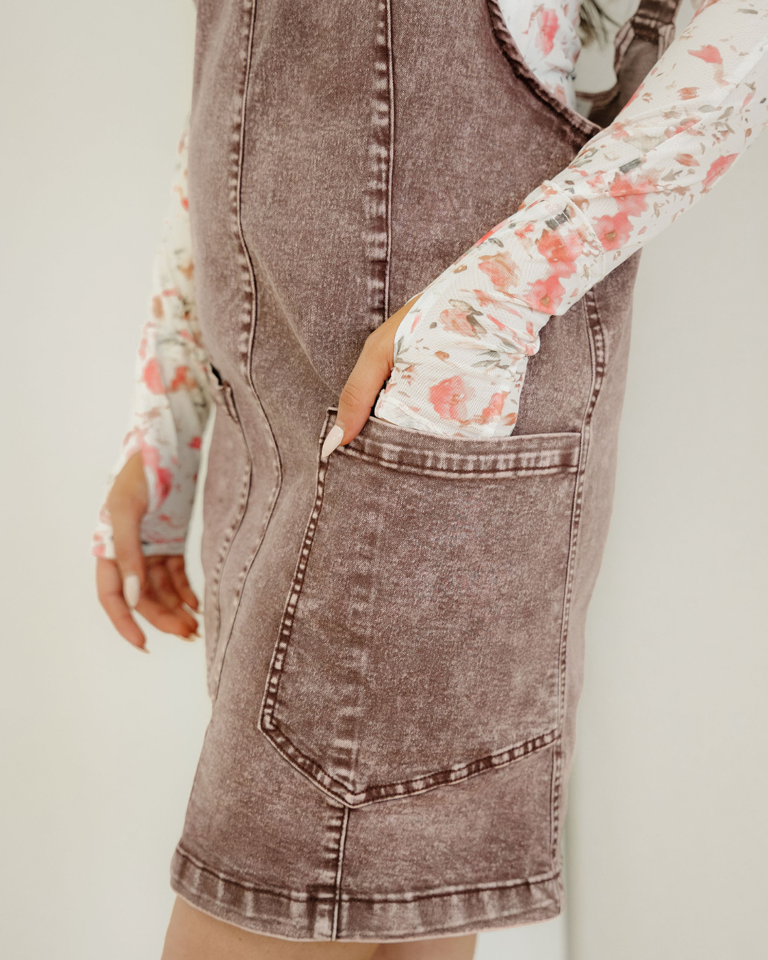 Kylie Vintage Washed Denim V Neck Suspender Mini Dress view 6 - Kylie Jenner Vintage Dress