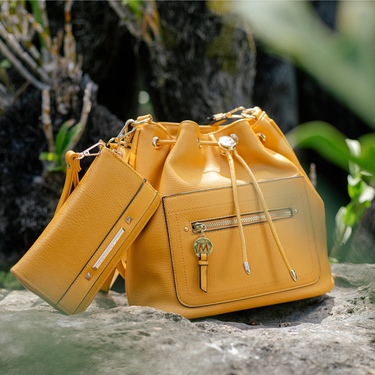 Larissa Bucket Bag and Wallet Set in Brown view 2 - Larissa Mini Bag (one-piece)