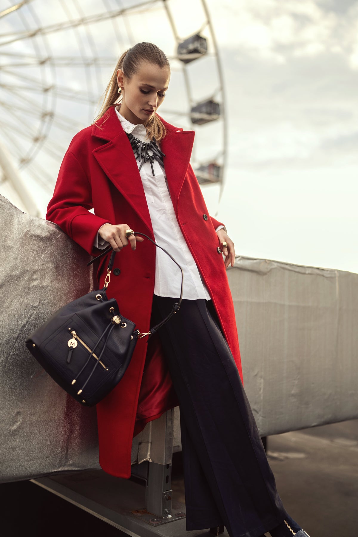 Larissa Bucket Bag and Wallet Set in Denim Blue view 4 - Larissa Mini Bag (one-piece)