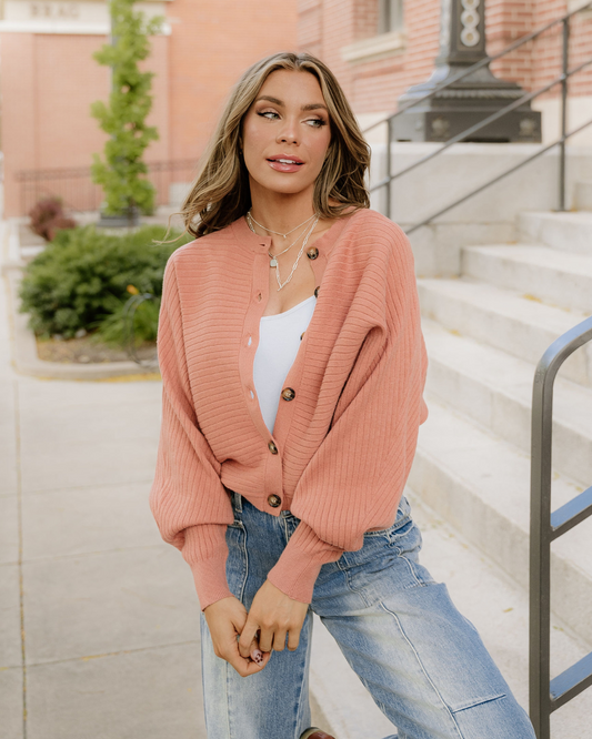 Lena Cardigan in Apricot Pink view 2 - Boden Lena Cardigan (top)