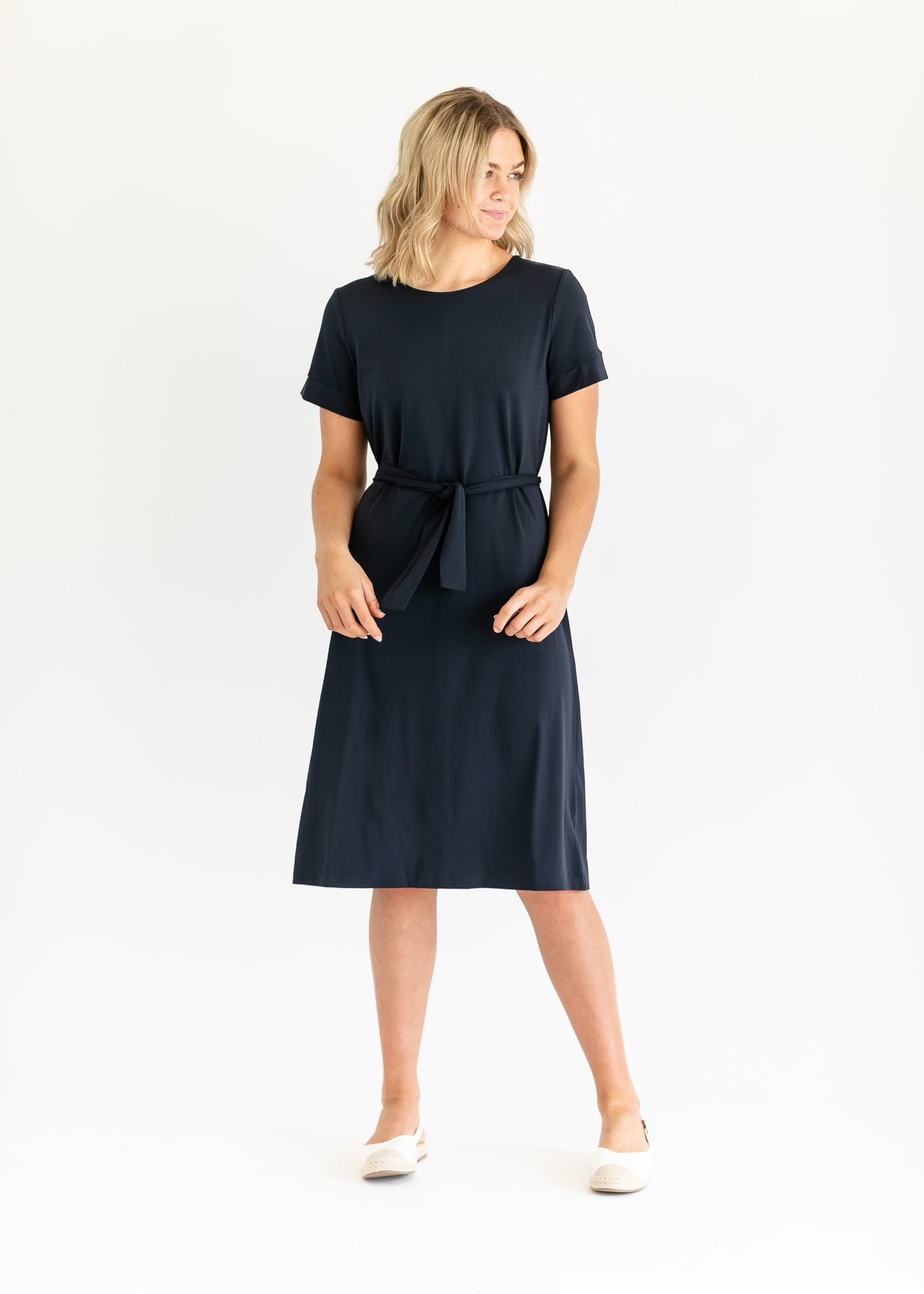 Lennox Classic Midi Dress in Gray view 16