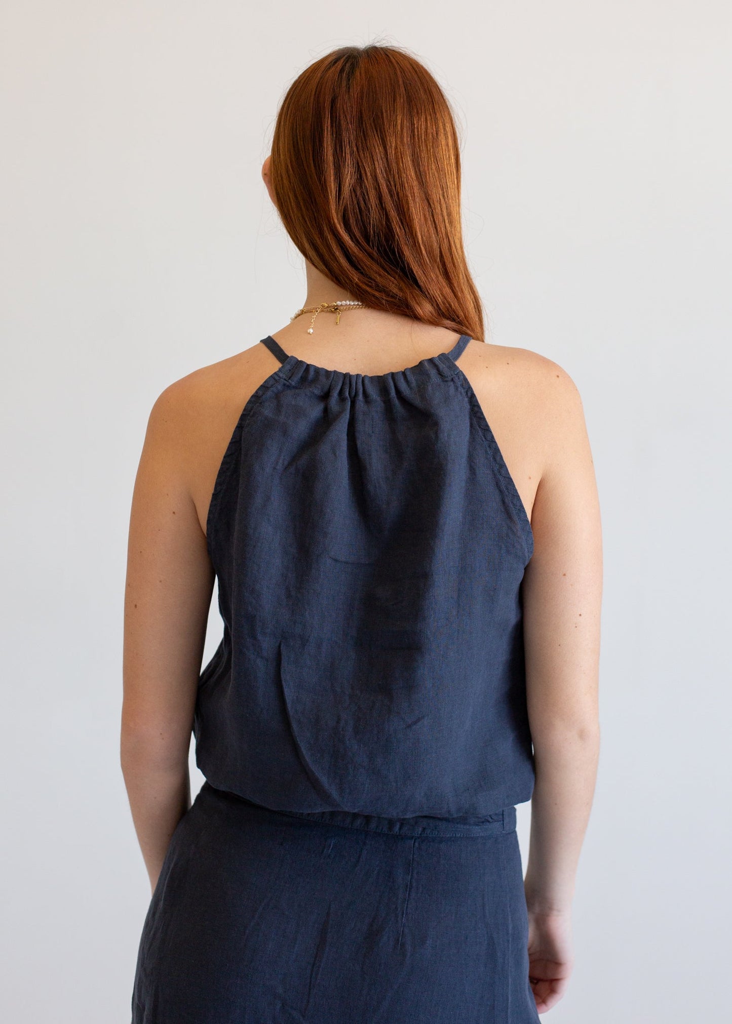 Linen Halter Tank in S view 5 - Linen Halter Tank Top