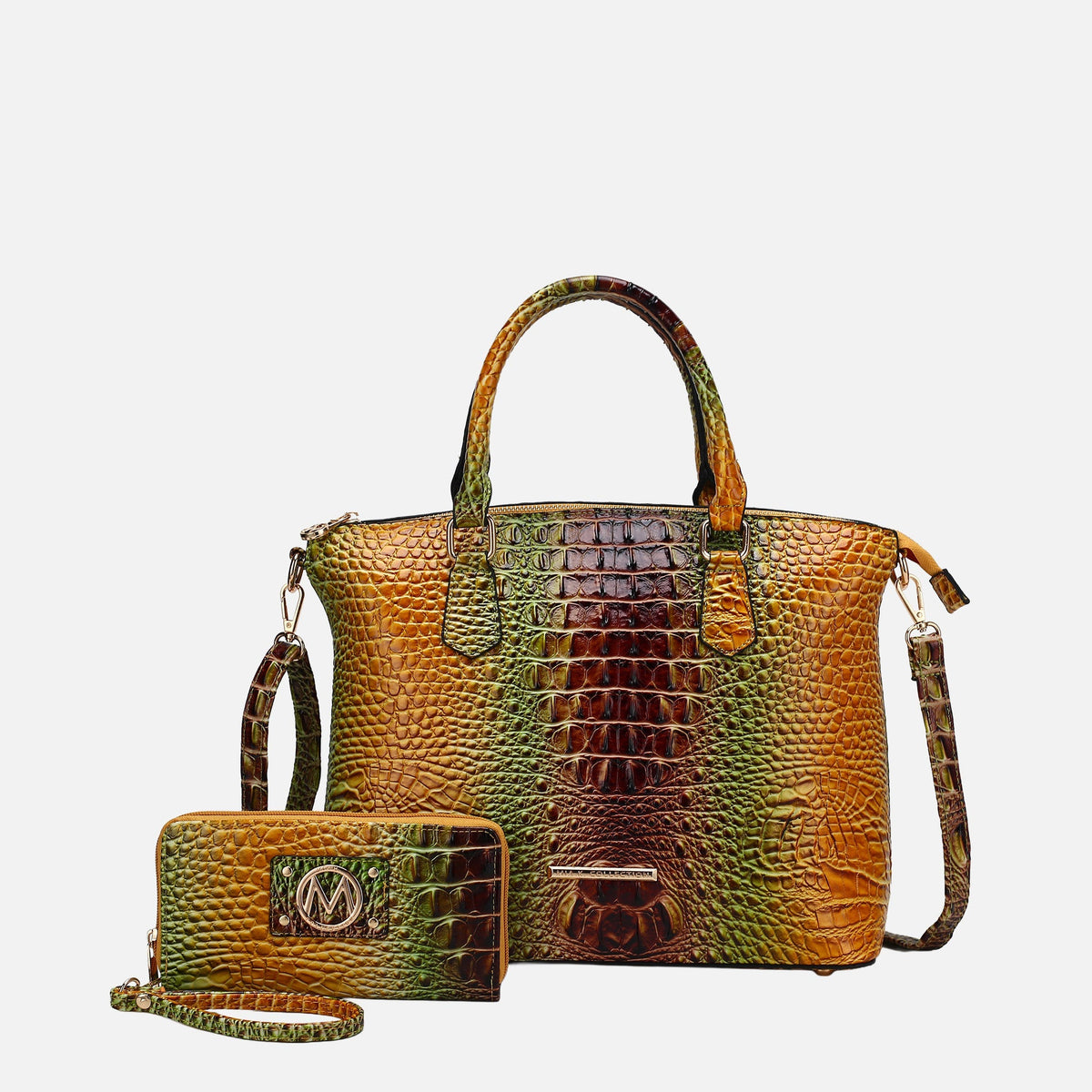 Liora Gradient Croc Shoulder Bag and Wallet Set view 7 - Set Bag (one-piece)