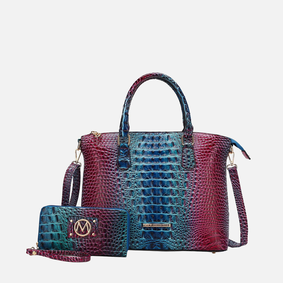 Liora Gradient Croc Shoulder Bag and Wallet Set view 8 - Set Bag (one-piece)