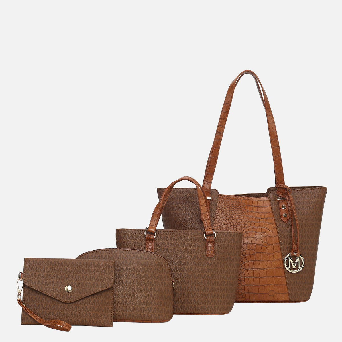 Lippa M Signature Tote and Set in Beige - Lip Tote Bag (one-piece)