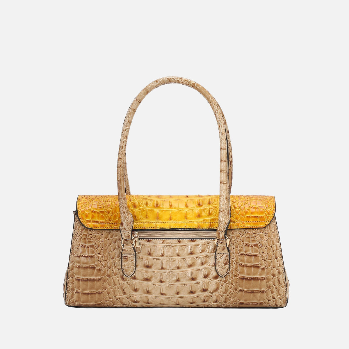 Liviana Croc-embossed Elongated Shoulder Bag in Croco Fuchsia view 3