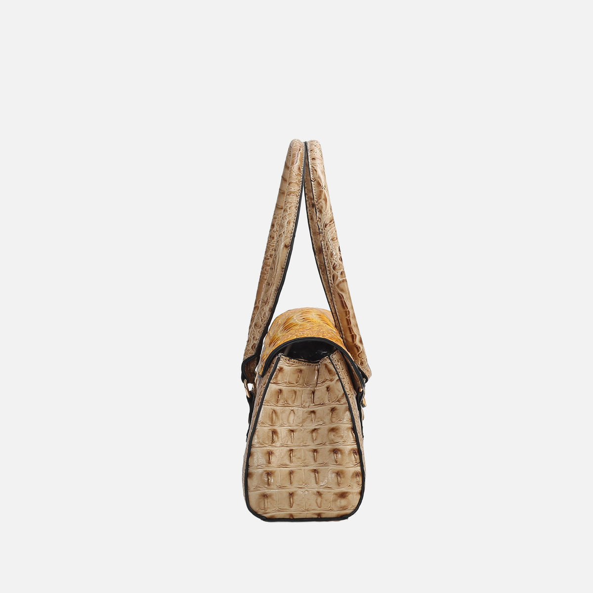 Liviana Croc-embossed Elongated Shoulder Bag in Croco Green view 4