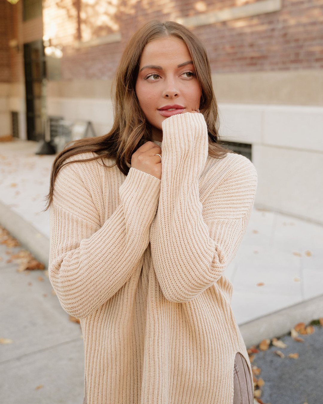 Lou Drop Shoulder Side Slits Loose Sweater in XL view 4 - Relaxed Fit (top)