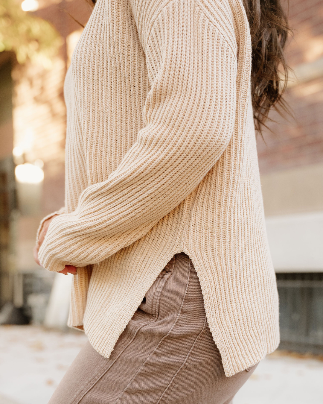 Lou Drop Shoulder Side Slits Loose Sweater view 5 - Relaxed Fit (top)