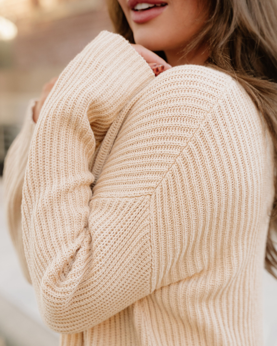 Lou Drop Shoulder Side Slits Loose Sweater view 6 - Relaxed Fit (top)