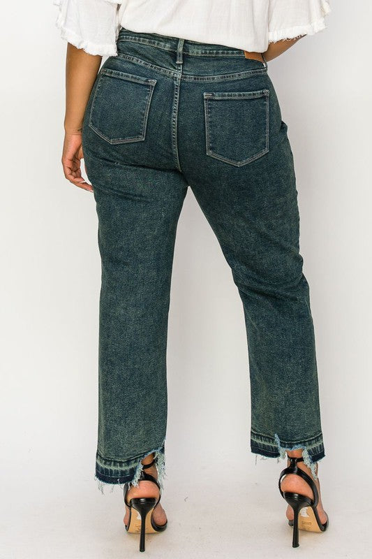 Lucy plus High Rise Stretch Straight Jeans in P-22 view 4 - High-Waisted (bottom)
