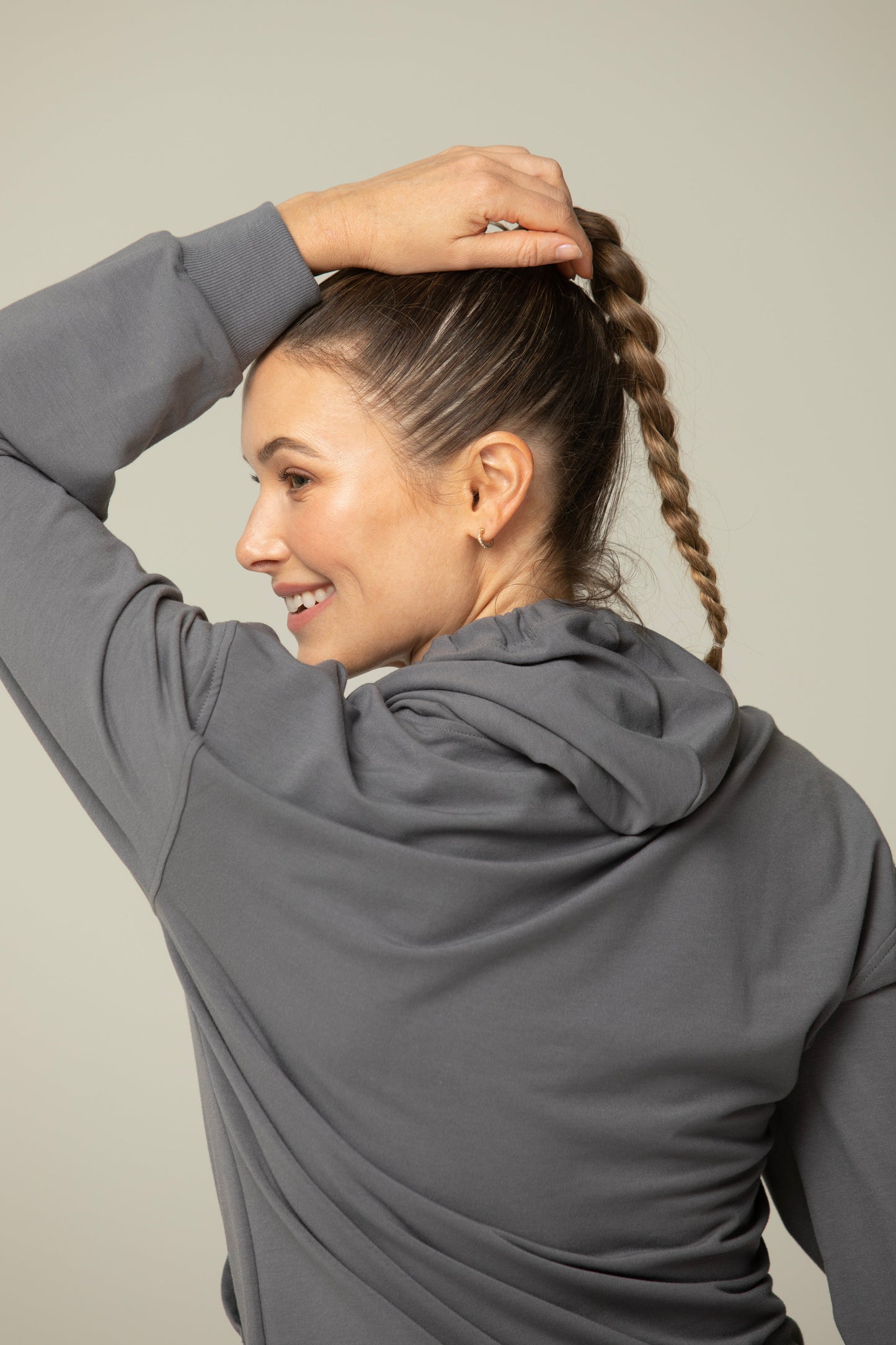 Luna Relaxed Fit Hoodie for Women – Soft Cotton Blend Athleisure Sweatshirt with Kangaroo Pocket in LAVENDER view 12
