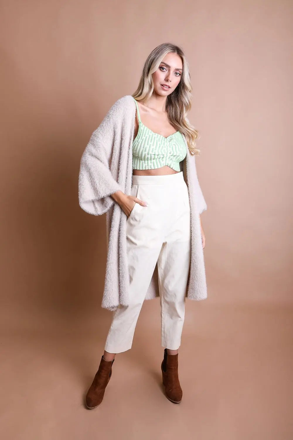Luxe Mohair Knit Cardigan Top - MeeeShop Women's Fashion