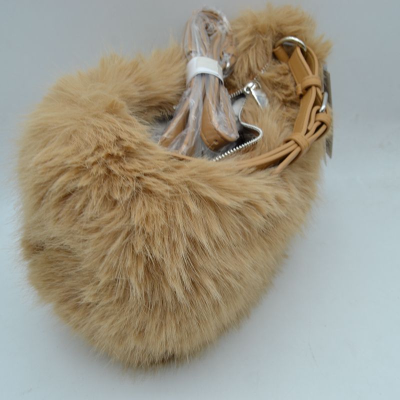 Madeline Love Plush Faux Fur Hobo Handbag with Adjustable Top Handle and Strap view 10 - Handle Handbag