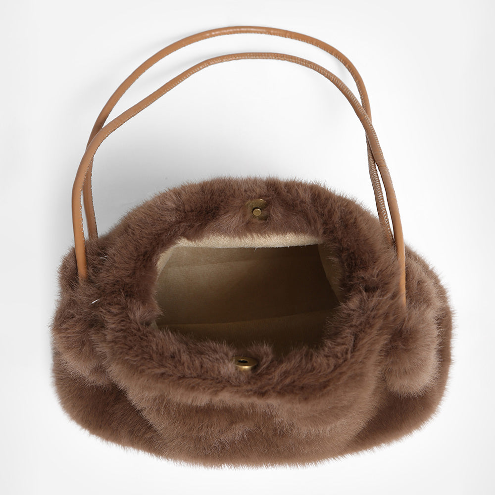 Madeline Love Solid Faux Fur Mini Handbag Shoulder Bag view 10 - Bag Handbag