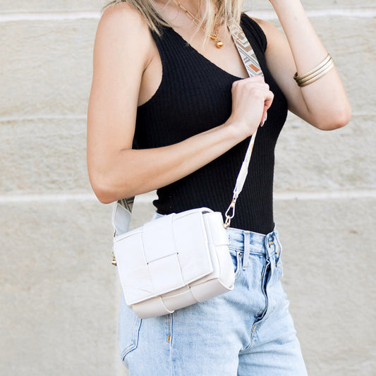 Margot Foldover Leather Crossbody in Bone view 2 - Margot Fold Over Purse (bag)