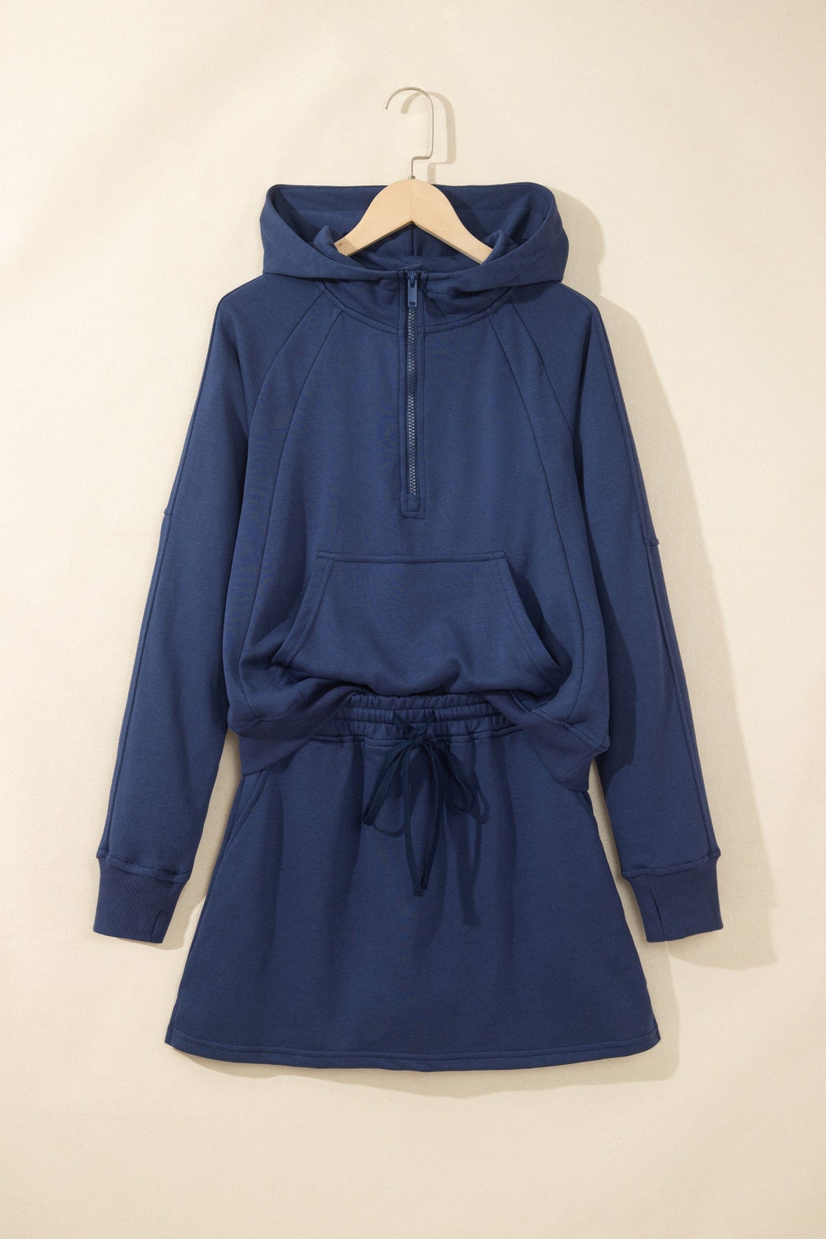 Mary Long Sleeve Zip-up Top Elastic Waist Skort Set in Navy Blue view 3 - Comfort Stretch - Mary Wyatt Long Sleeve Top