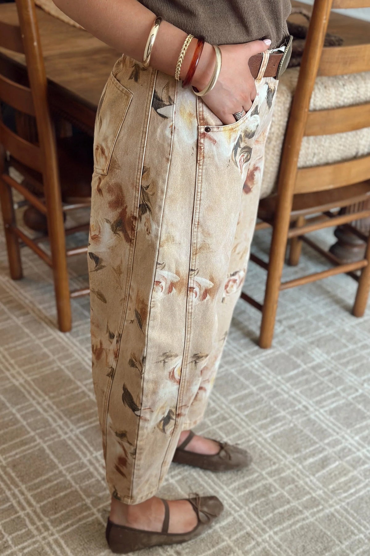 Meadow Floral Print Relaxed Barrel Jeans in 10 view 4 - Relaxed Fit - Meadows Floral Jeans (bottom)