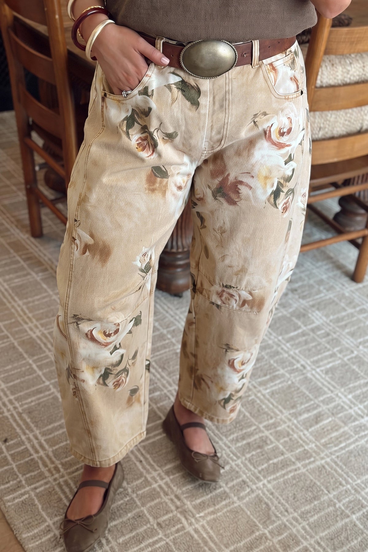 Meadow Floral Print Relaxed Barrel Jeans in 8 view 3 - Relaxed Fit - Meadows Floral Jeans (bottom)