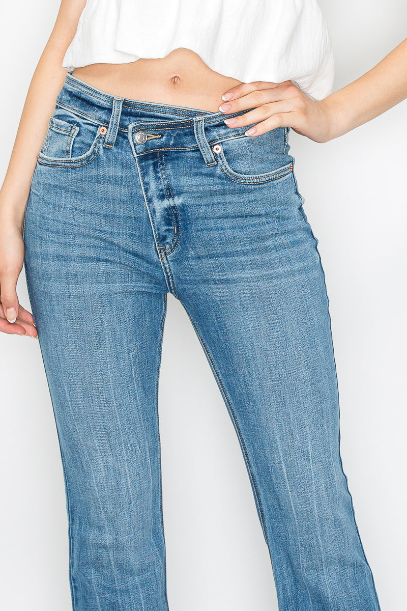 Melli High Rise Flare Jeans with Frayed Hem in 9 (28) view 5 - High-Waisted - Hem Jeans (bottom)