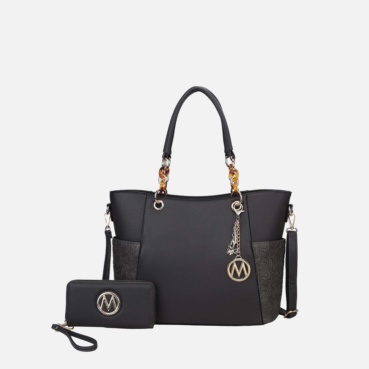 Merlina Embossed Tote Bag and Set in Pewter view 8 - Set Tote (one-piece)