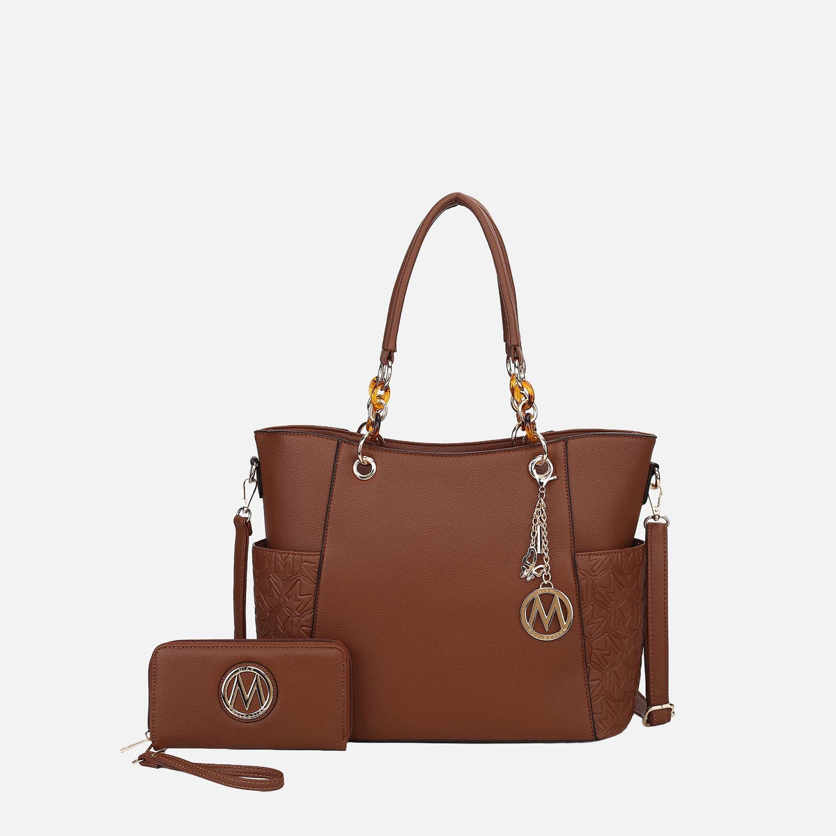 Merlina Embossed Tote Bag and Set in Pink view 7 - Set Tote (one-piece)