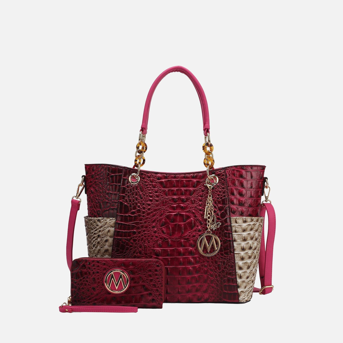 Merlina Tote Bag and Wallet Set in Croco Charcoal view 5 (one-piece)