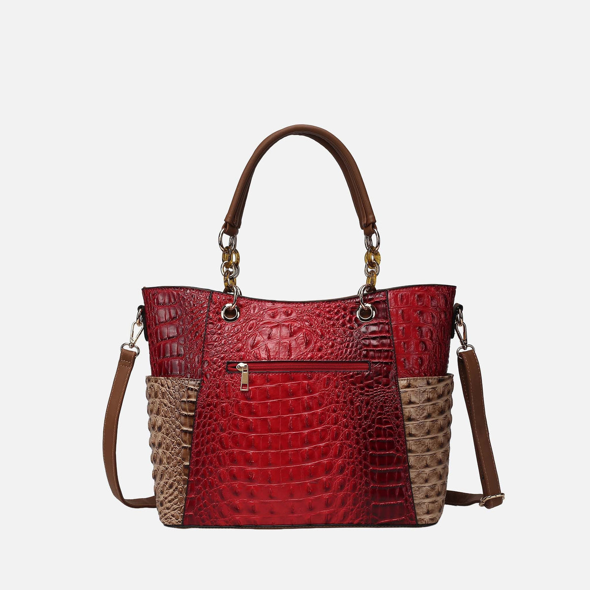 Merlina Tote Bag and Wallet Set in Croco Cognac view 3 (one-piece)