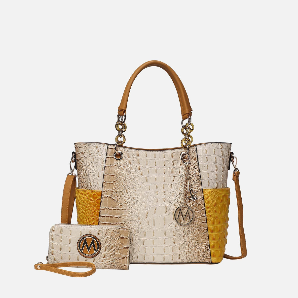 Merlina Tote Bag and Wallet Set in Croco Fuchsia view 7 (one-piece)