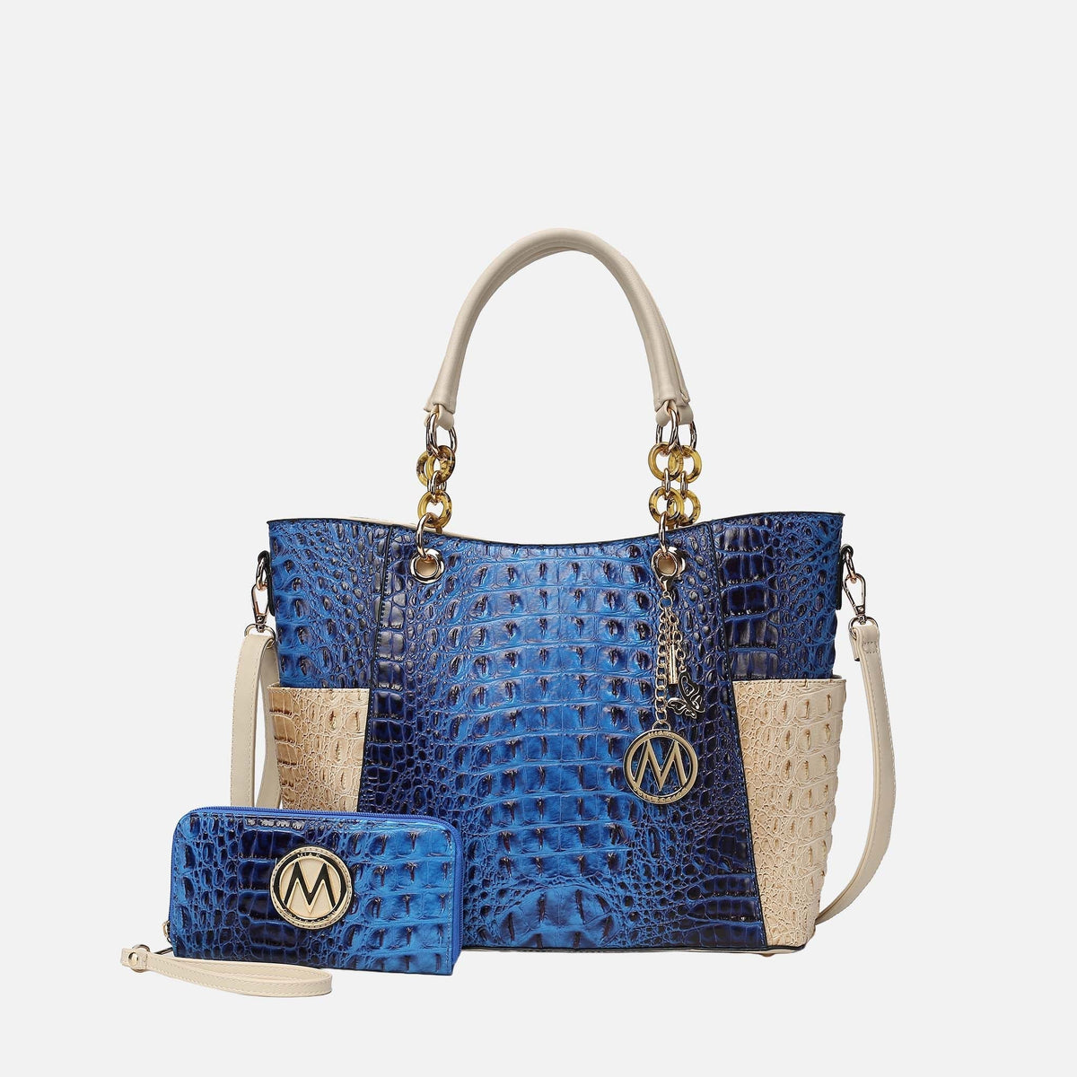 Merlina Tote Bag and Wallet Set in Croco Navy view 6 (one-piece)