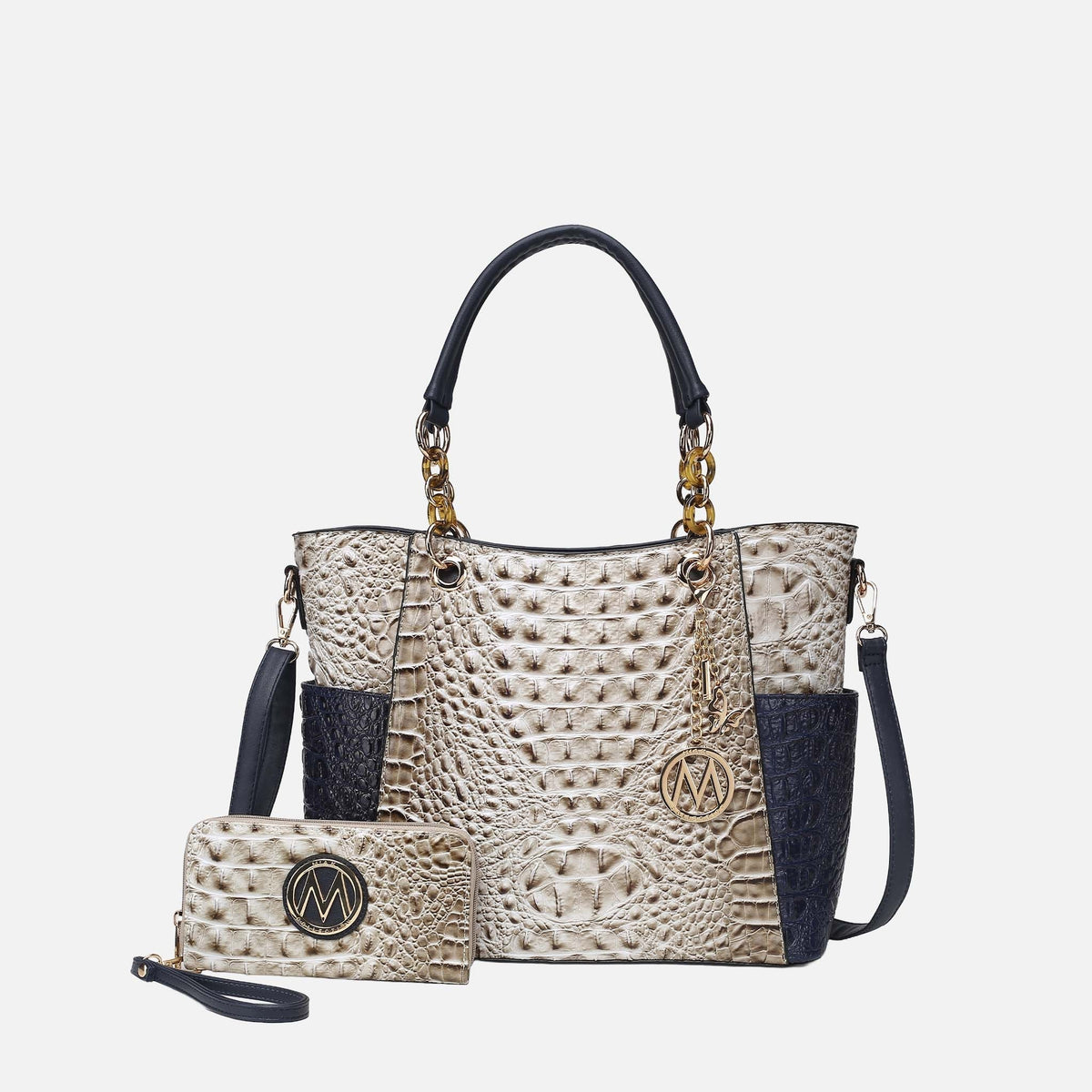 Merlina Tote Bag and Wallet Set in Croco Taupe view 9 (one-piece)